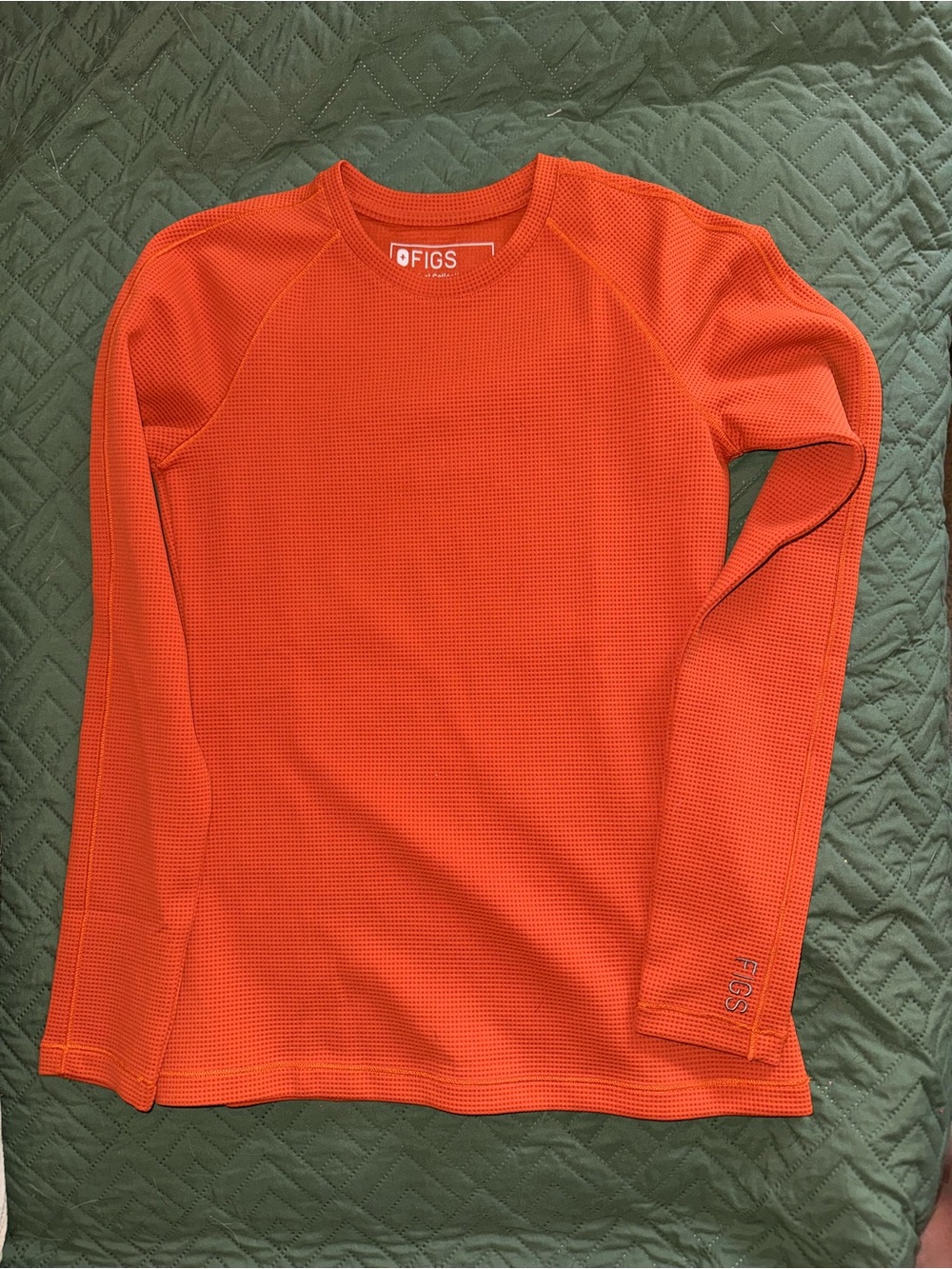 FIGS Long Sleeve Waffle Underscrub Top - Dirty Chai